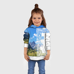 Толстовка-худи детская Название гор России, цвет: 3D-белый — фото 2