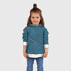 Толстовка-худи детская Бирюзовый линии абстракция, цвет: 3D-белый — фото 2