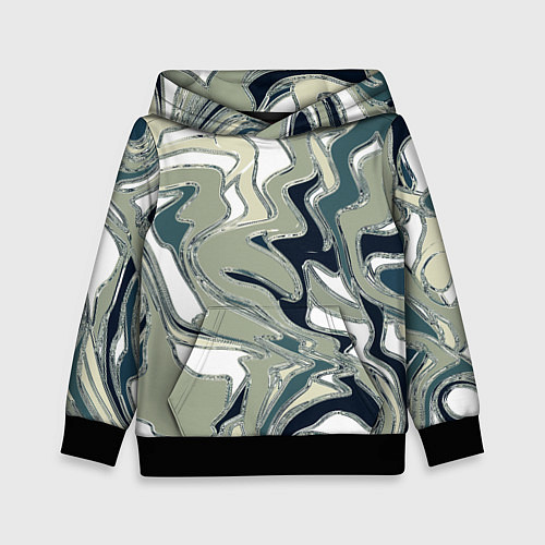 Детская толстовка Абстракция оливковый / 3D-Черный – фото 1