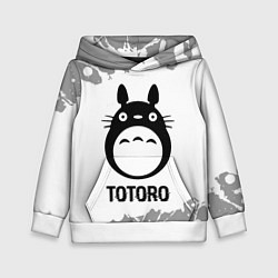 Толстовка-худи детская Totoro glitch на светлом фоне, цвет: 3D-белый