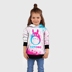 Толстовка-худи детская Totoro neon gradient style, цвет: 3D-черный — фото 2