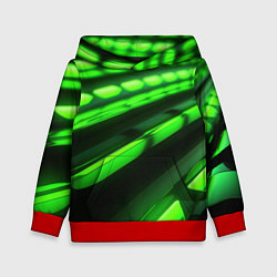 Толстовка-худи детская Green neon abstract, цвет: 3D-красный