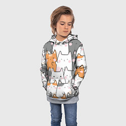 Толстовка-худи детская Семья котиков, цвет: 3D-меланж — фото 2