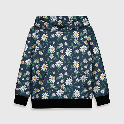Детская толстовка Паттерн с ромашками / 3D-Черный – фото 1