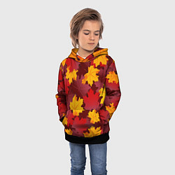 Толстовка-худи детская Кленовые листья паттерном, цвет: 3D-черный — фото 2