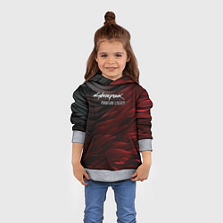 Толстовка-худи детская Cyberpunk 2077 phantom liberty black red, цвет: 3D-меланж — фото 2
