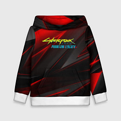 Толстовка-худи детская Cyberpunk 2077 phantom liberty red black logo, цвет: 3D-белый