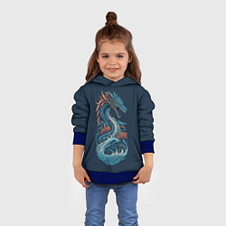 Толстовка-худи детская Синий дракон от нейросети, цвет: 3D-синий — фото 2