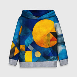 Толстовка-худи детская Жёлтая и синяя геометрия, цвет: 3D-меланж