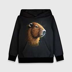 Толстовка-худи детская Вышивка Капибара, цвет: 3D-черный