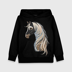 Толстовка-худи детская Вышивка Лошадь, цвет: 3D-черный