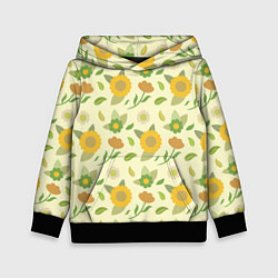 Толстовка-худи детская Цветы лета, цвет: 3D-черный