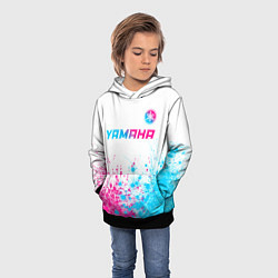 Толстовка-худи детская Yamaha neon gradient style: символ сверху, цвет: 3D-черный — фото 2