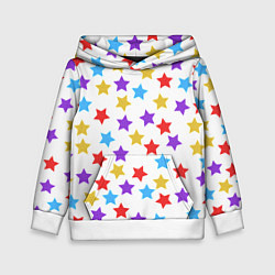 Толстовка-худи детская Разноцветные звезды, цвет: 3D-белый