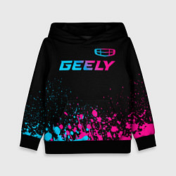 Толстовка-худи детская Geely - neon gradient: символ сверху, цвет: 3D-черный