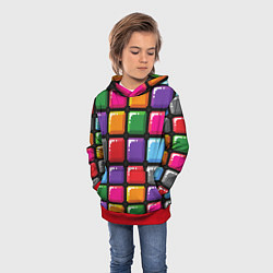 Толстовка-худи детская Пиксельные кубики, цвет: 3D-красный — фото 2