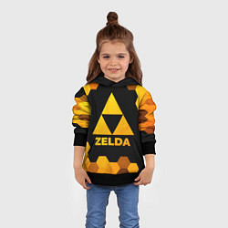 Толстовка-худи детская Zelda - gold gradient, цвет: 3D-черный — фото 2