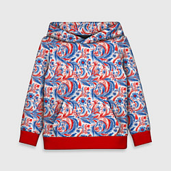 Толстовка-худи детская Русский орнамент, цвет: 3D-красный
