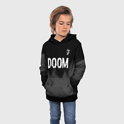 Толстовка-худи детская Doom glitch на темном фоне: символ сверху, цвет: 3D-черный — фото 2