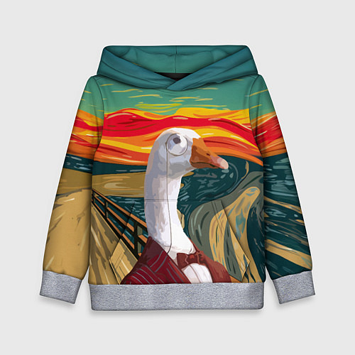 Детская толстовка Утка пародия на картину Крик / 3D-Меланж – фото 1