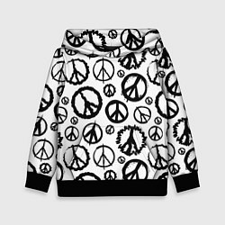 Толстовка-худи детская Many peace logo, цвет: 3D-черный