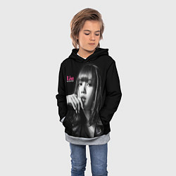 Толстовка-худи детская Blackpink Lisa in leather jacket, цвет: 3D-меланж — фото 2