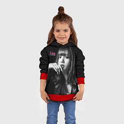 Толстовка-худи детская Blackpink Lisa in leather jacket, цвет: 3D-красный — фото 2