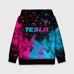 Толстовка-худи детская Tesla - neon gradient: символ сверху, цвет: 3D-черный