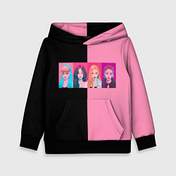 Толстовка-худи детская Группа Black pink на черно-розовом фоне, цвет: 3D-черный