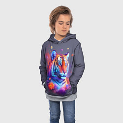 Толстовка-худи детская Тигр и краски - нейросеть, цвет: 3D-меланж — фото 2