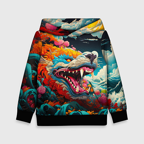 Детская толстовка Художественный дракон от нейросети / 3D-Черный – фото 1