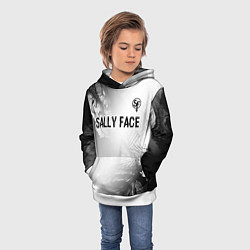 Толстовка-худи детская Sally Face glitch на светлом фоне: символ сверху, цвет: 3D-белый — фото 2