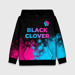 Толстовка-худи детская Black Clover - neon gradient: символ сверху, цвет: 3D-черный