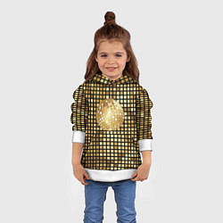 Толстовка-худи детская Золотой диско шар и золотая мозаика, цвет: 3D-белый — фото 2