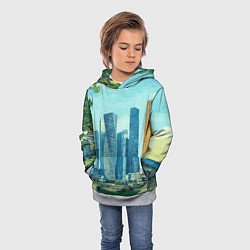 Толстовка-худи детская Москва-сити Ван Гог, цвет: 3D-меланж — фото 2