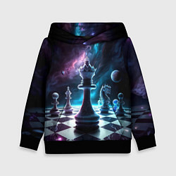 Толстовка-худи детская Космические шахматы, цвет: 3D-черный