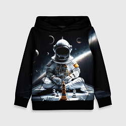 Толстовка-худи детская Космонавт и шахматы, цвет: 3D-черный
