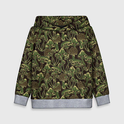 Детская толстовка Магические грибы - камуфляж / 3D-Меланж – фото 1