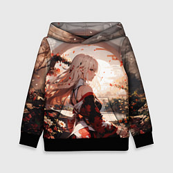 Толстовка-худи детская Японская девушка при закате солнца, цвет: 3D-черный