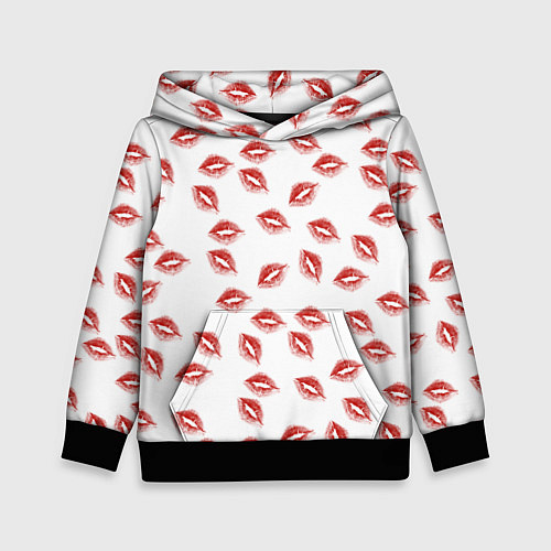 Детская толстовка Поцелуи - паттерн / 3D-Черный – фото 1