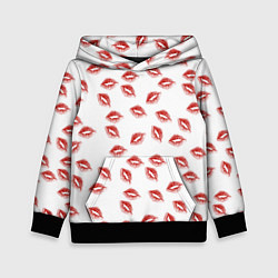 Толстовка-худи детская Поцелуи - паттерн, цвет: 3D-черный