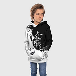 Толстовка-худи детская Smile - black and white, цвет: 3D-белый — фото 2