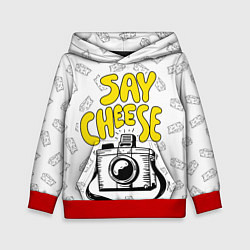 Толстовка-худи детская Say cheese, цвет: 3D-красный