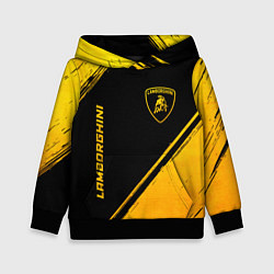 Толстовка-худи детская Lamborghini - gold gradient: надпись, символ, цвет: 3D-черный