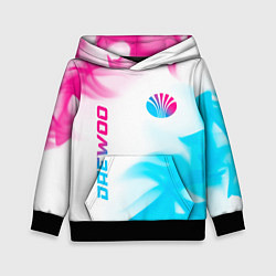 Толстовка-худи детская Daewoo neon gradient style: надпись, символ, цвет: 3D-черный