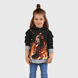 Толстовка-худи детская Незуко и пламя - клинок, цвет: 3D-меланж — фото 2