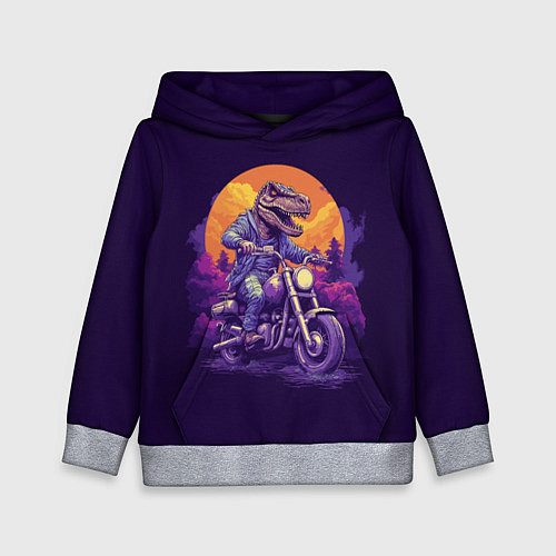 Детская толстовка Динозавр на мотоцикле / 3D-Меланж – фото 1