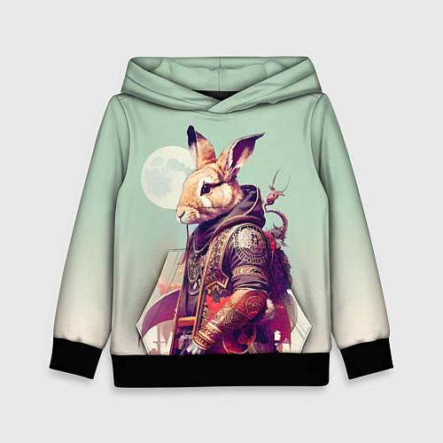 Детская толстовка Заяц на фоне луны - фантазия - нейросеть / 3D-Черный – фото 1