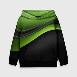 Толстовка-худи детская Black green abstract, цвет: 3D-черный