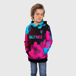 Толстовка-худи детская Sally Face - neon gradient: символ сверху, цвет: 3D-черный — фото 2